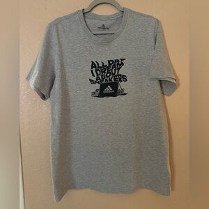 Adidas Heather Gray Men's Tee with Graphic Print
